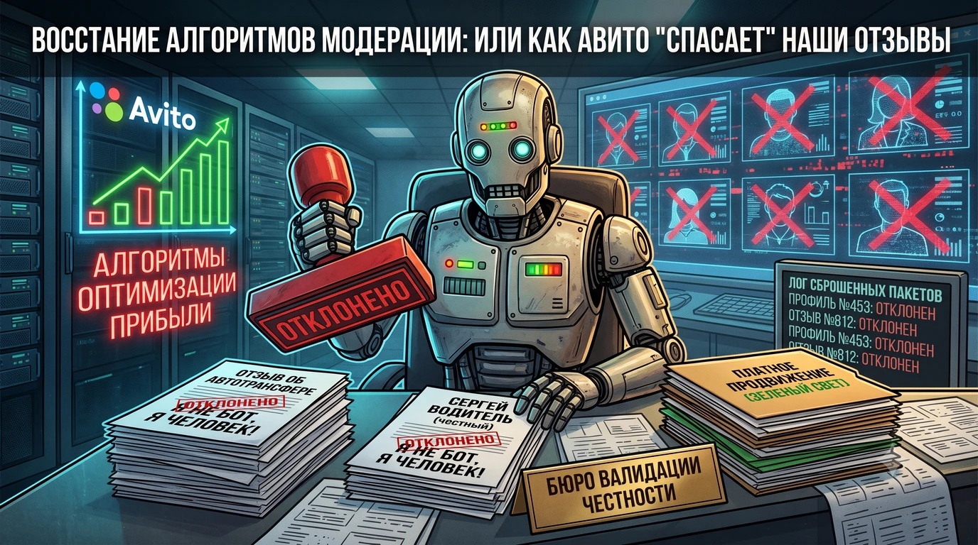 Алгоритмы «Авито» в 2025: честные отзывы отклоняются, а в топе остаются те, кто платит
